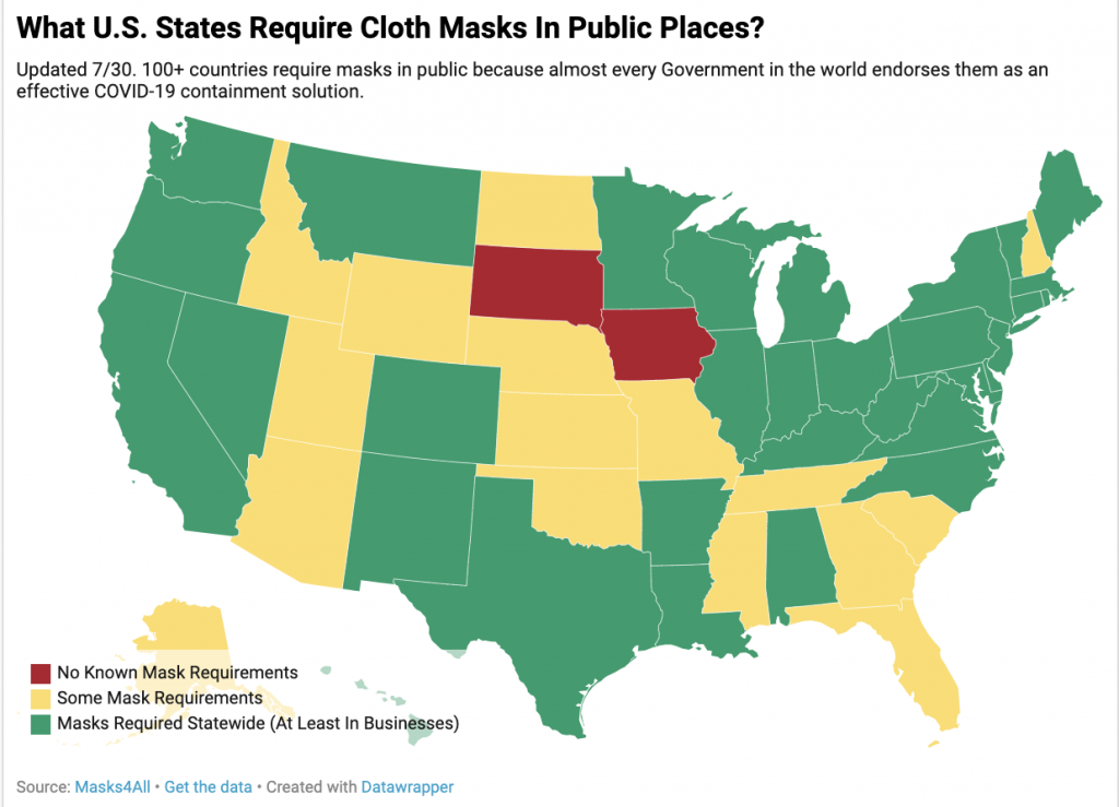 What U.S. States Require Masks In Public? (Updated Daily)